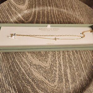 ARGENTO VIVO Sterling Silver Religious Cross BRACELET New Crystal double chain
